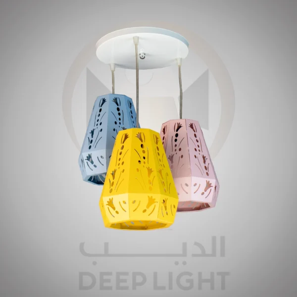 ⁦نجفه مونلى ثلاثى الوان معدن 3 لمبه⁩ - الصورة ⁦2⁩